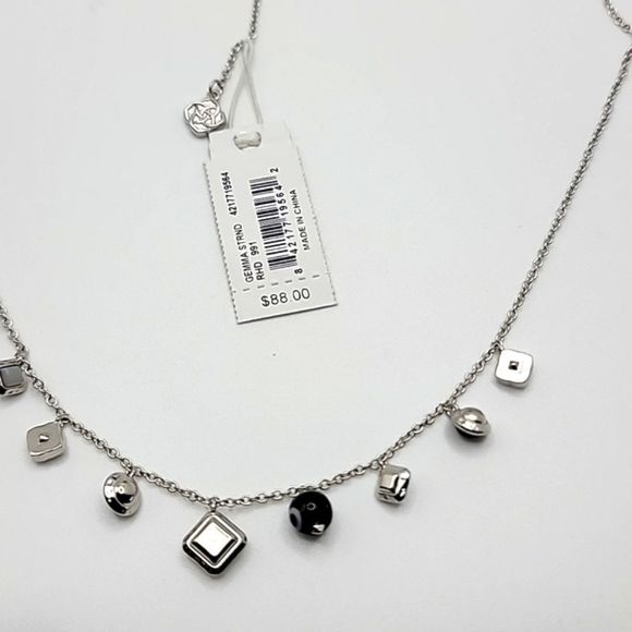 NWT KENDRA SCOTT GEMMA NECKLACE AND EARRINGS SET BLACK WHITE SILVER - Picture 8 of 8